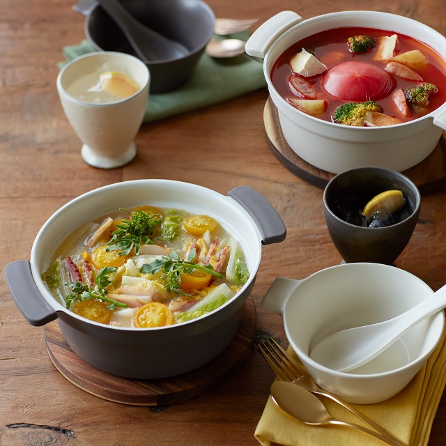 【あったか鍋料理】一人分にちょうど良いお鍋や、和・洋どちらの料理も楽しめるマルチな土鍋が登場