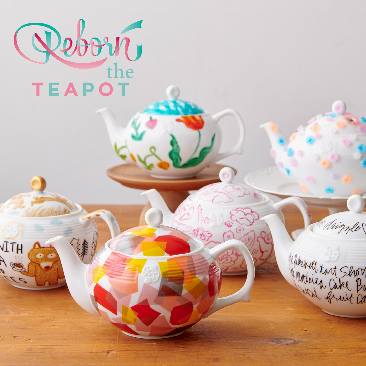 【Reborn the TEAPOT】本来なら廃棄されるはずだったティーポットに20名のアーティストがデザインを加え、新たな形に。