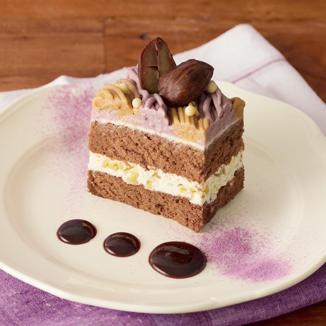 栗とむらさき芋のショートケーキ