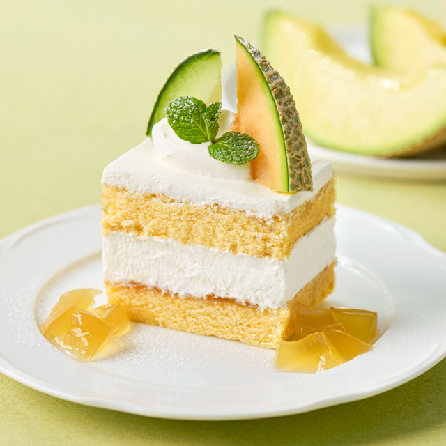 メロンとジャスミンティーゼリーのショートケーキ